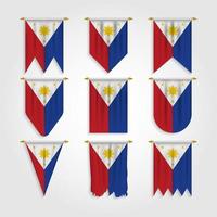 bandera de filipinas en diferentes formas vector