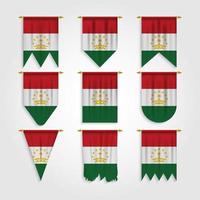 Bandera de Tayikistán en diferentes formas. vector