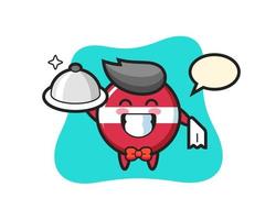 Character mascot of latvia flag badge as a waiters vector