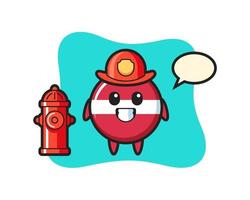 Mascot character of latvia flag badge as a firefighter vector