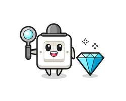 Illustration of light switch character with a diamond vector