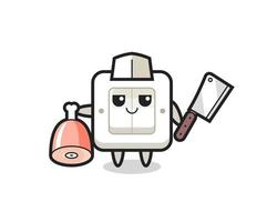 Illustration of light switch character as a butcher vector