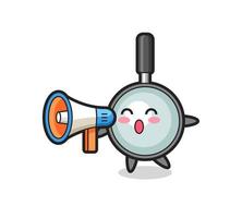 magnifying glass character illustration holding a megaphone vector