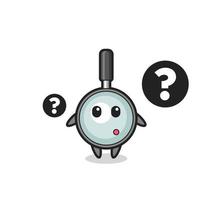 Cartoon Illustration of magnifying glass with the question mark vector
