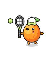 Cartoon character of kumquat as a tennis player vector