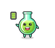 Personaje de mascota de vasos de laboratorio con gesto enérgico vector