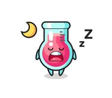 ilustración de personaje de vaso de laboratorio durmiendo por la noche vector