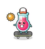 laboratory beaker character illustration ride a skateboard vector