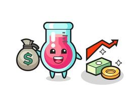 laboratory beaker illustration cartoon holding money sack vector