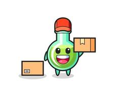 Mascot Illustration of lab beakers as a courier vector