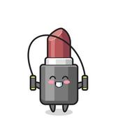 lipstick character cartoon with skipping rope vector