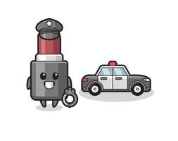 Cartoon mascot of lipstick as a police vector