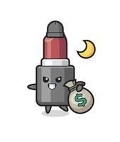 Illustration of lipstick cartoon is stolen the money