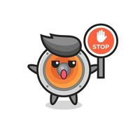 loudspeaker character illustration holding a stop sign vector