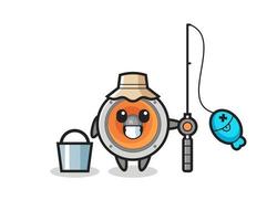 Mascot character of loudspeaker as a fisherman vector