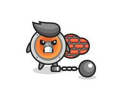 Character mascot of loudspeaker as a prisoner vector