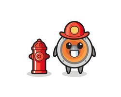 Mascot character of loudspeaker as a firefighter vector