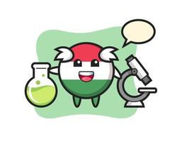 Mascot character of hungary flag badge as a scientist vector