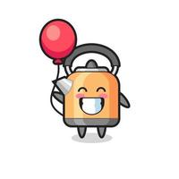 kettle mascot illustration is playing balloon vector
