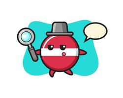 latvia flag badge cartoon character searching with a magnifying glass vector