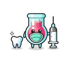 Mascot character of laboratory beaker as a dentist vector