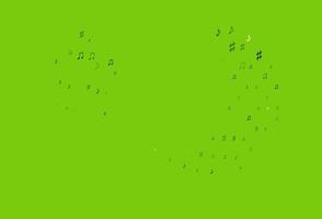 textura de vector verde claro con notas musicales.