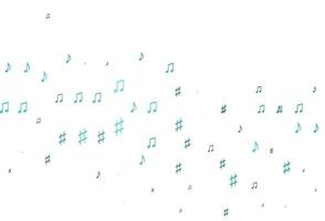 Light BLUE vector background with music symbols.