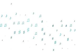 Light BLUE vector background with music symbols.