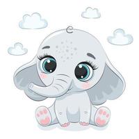 Cute baby elephant. Vector illustration