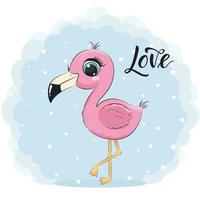 Cute baby flamingo. Vector illustration.