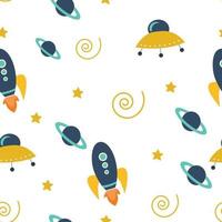 Seamless Rockets pattern graphic. Can be used for creative projects vector