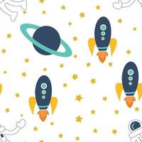 Seamless Rockets pattern graphic. Can be used for creative projects vector