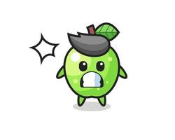 green apple character cartoon with shocked gesture vector