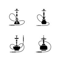 Hookah black glyph icons set on white space vector