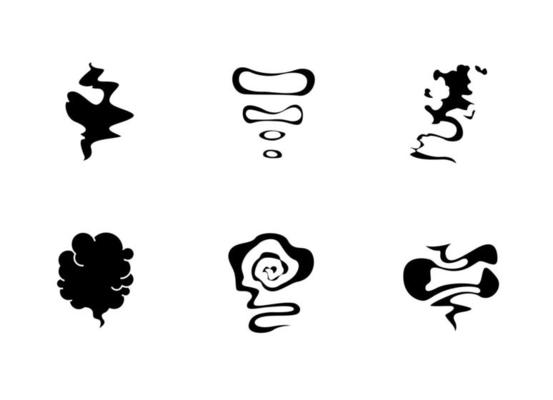 Odor black glyph icons set on white space