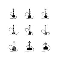 Hookah black glyph icons set on white space vector