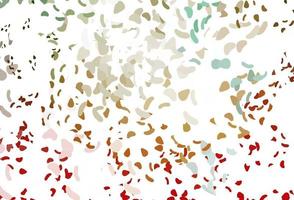 Light Green, Red vector pattern with chaotic shapes.