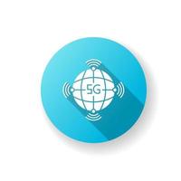 5g disponibilidad mundial diseño plano azul icono de glifo de sombra larga vector