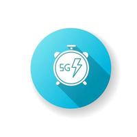 5G stopwatch blue flat design long shadow glyph icon vector