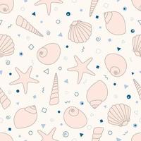 Seashells seamless pattern. Summer vector illustration