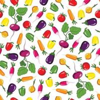 verduras de patrones sin fisuras. comida vegana saludable. cosecha de otoño. vector