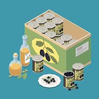 Olive Products Isometric Composition vector