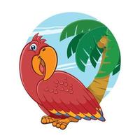 Cartoon Illustration Of Parrot Bird