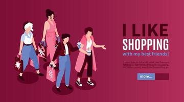 Ladies Shopping Horizontal Banner vector