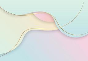 Abstract golden wave lines pastel color curved shape background luxury vector