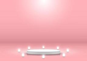 3D realistic white cylinder pedestal platform display product scene vector