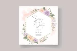 Wedding invitation template with beautiful floral design vector