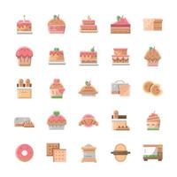 Set of Bakery icons with flat style. vector