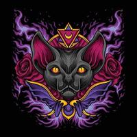 Dark Cat Rose Halloween Logo
