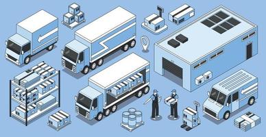 Isometric Warehouse Logistics Set vector